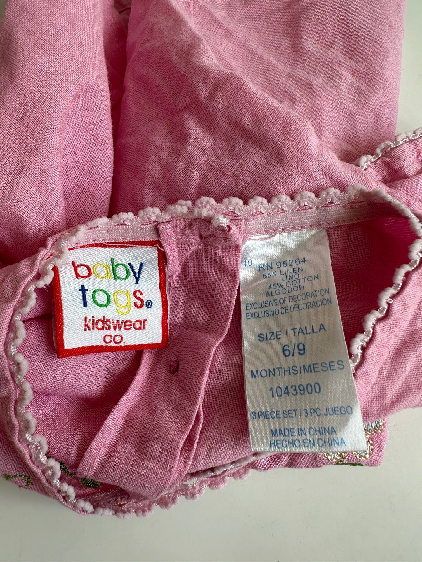 Vintage pink sommerbluse m. broderi str. 6-9 mdr.