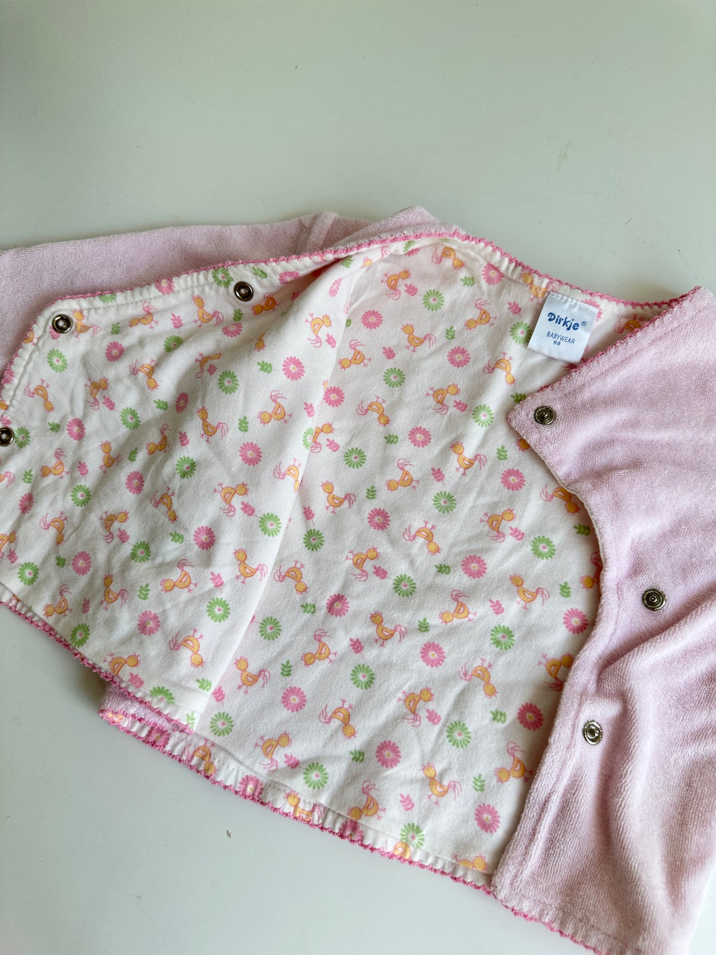 Vintage lyserød baby cardigan str. 68
